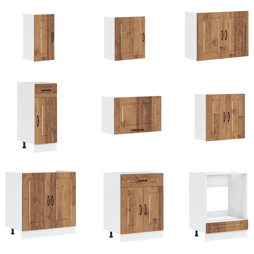 Set Mobili da Cucina 14 pz Kalmar Legno Vecchio in Truciolato