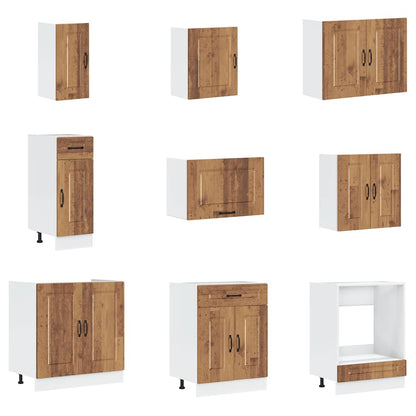 Set Mobili da Cucina 14 pz Kalmar Legno Vecchio in Truciolato