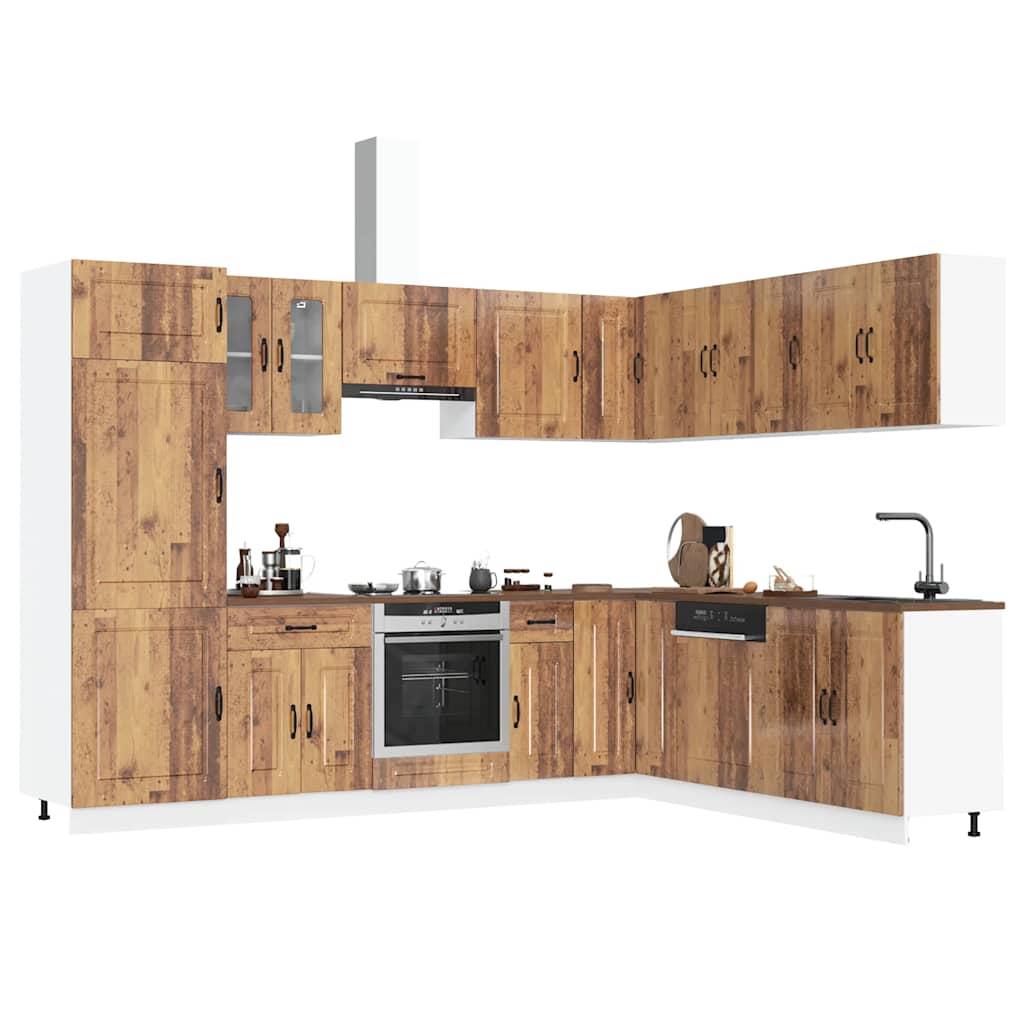 Set Mobili da Cucina 14 pz Kalmar Legno Vecchio in Truciolato