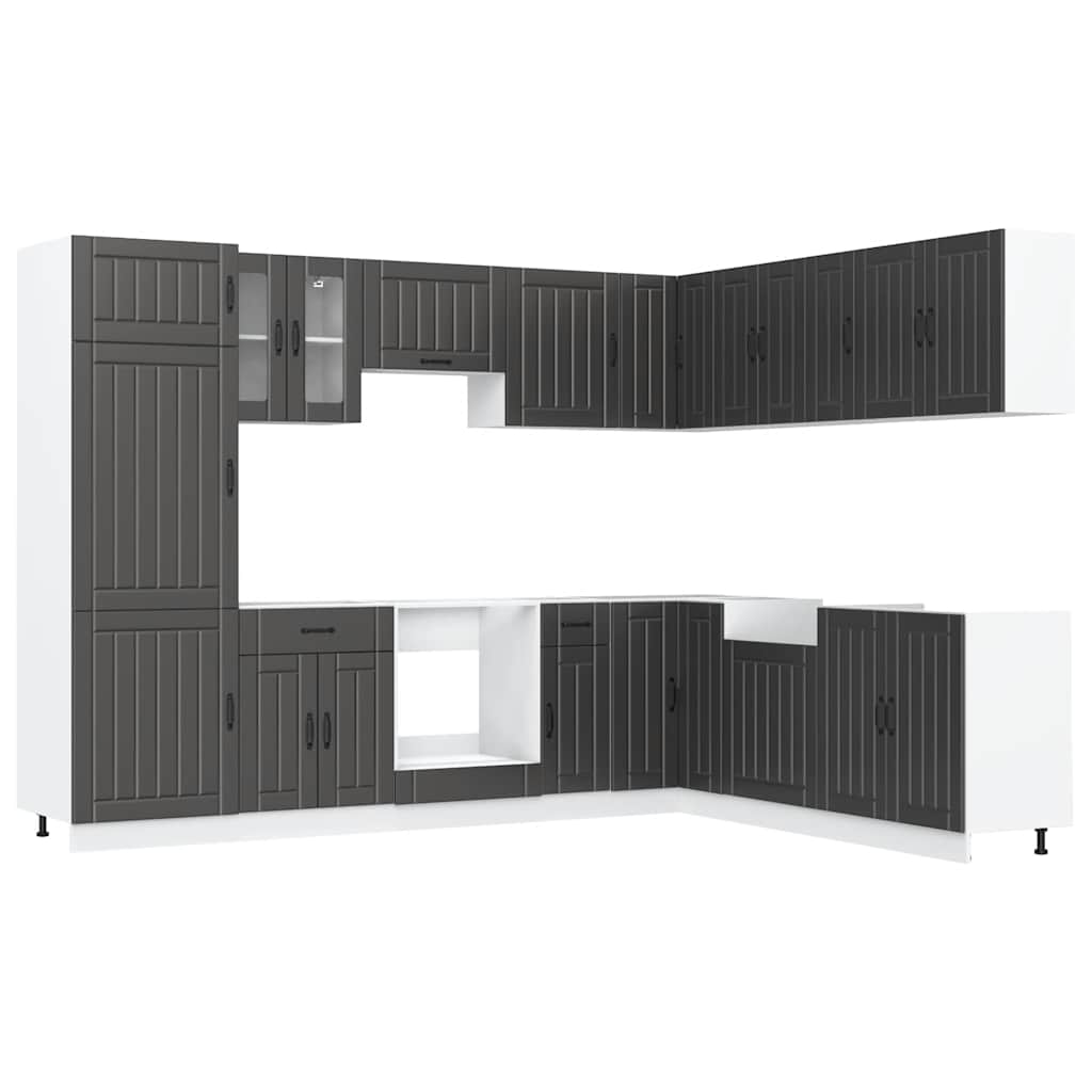 Set Mobili da Cucina 14 pz Lucca Neri Legno Multistrato