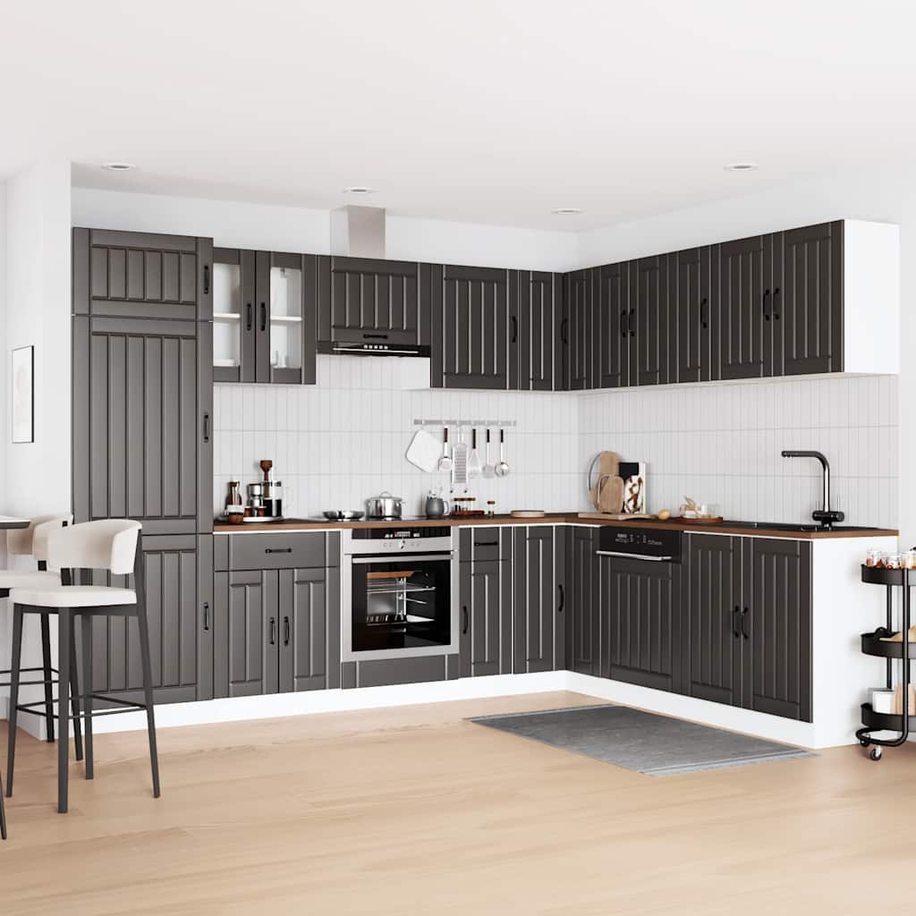 Set Mobili da Cucina 14 pz Lucca Neri Legno Multistrato