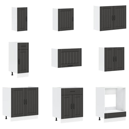 Set Mobili da Cucina 14 pz Lucca Neri Legno Multistrato