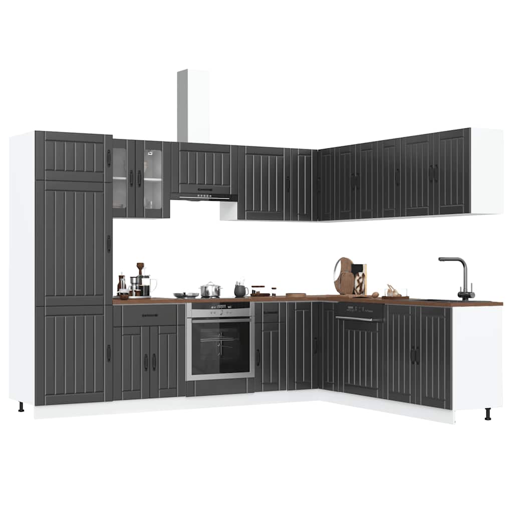 Set Mobili da Cucina 14 pz Lucca Neri Legno Multistrato