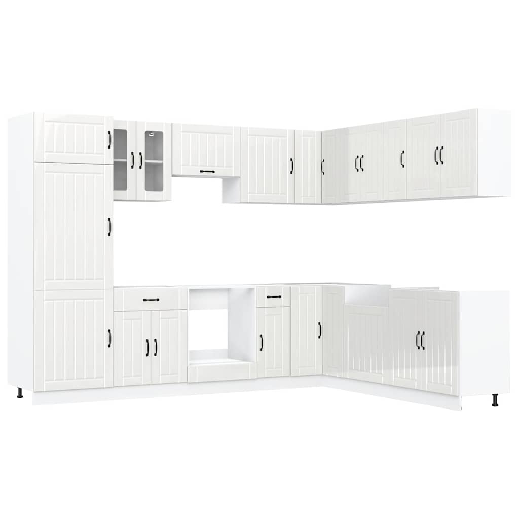 Set Mobili da Cucina 14 pz Lucca Bianchi Lucido in Truciolato