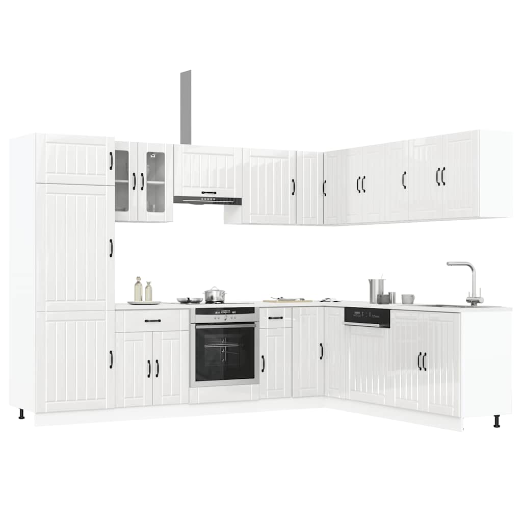 Set Mobili da Cucina 14 pz Lucca Bianchi Lucido in Truciolato