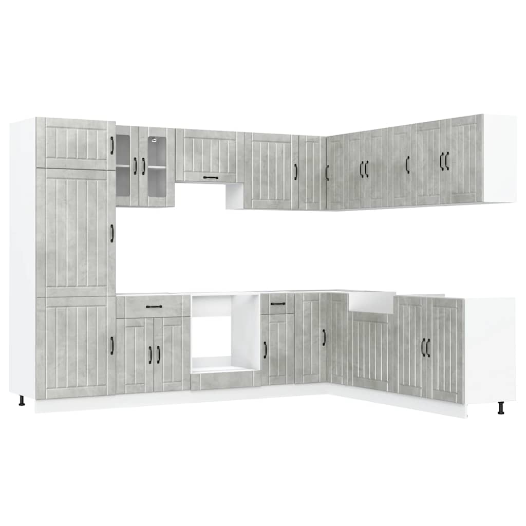 Set Mobili da Cucina 14 pz Lucca Grigio Cemento in Truciolato