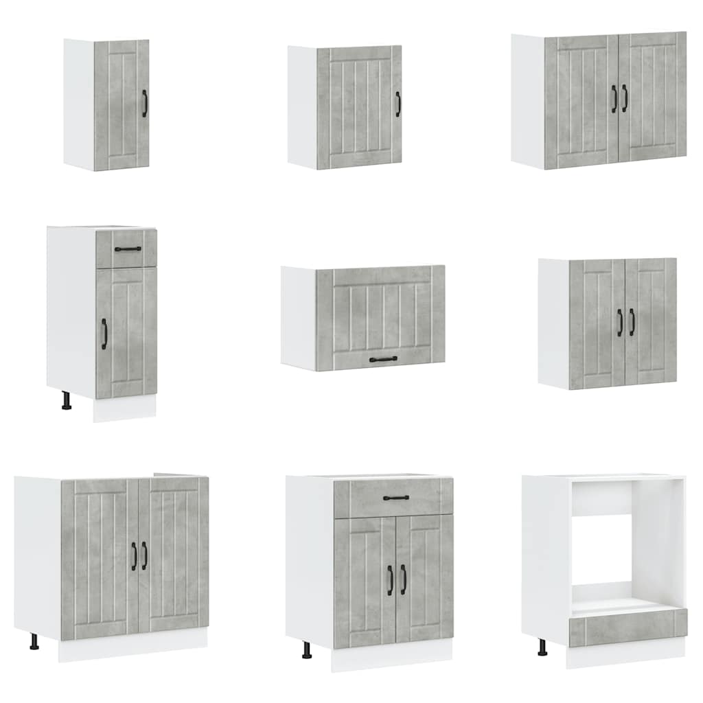 Set Mobili da Cucina 14 pz Lucca Grigio Cemento in Truciolato