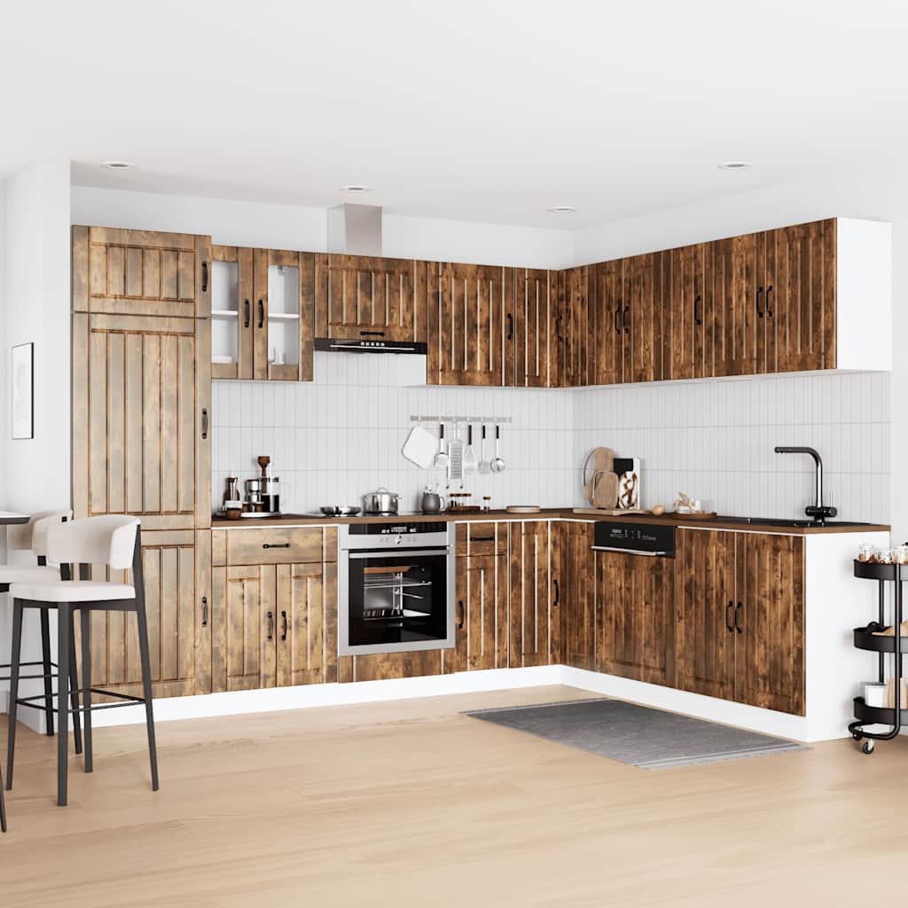Set Mobili da Cucina 14 pz Lucca Rovere Fumo in Truciolato