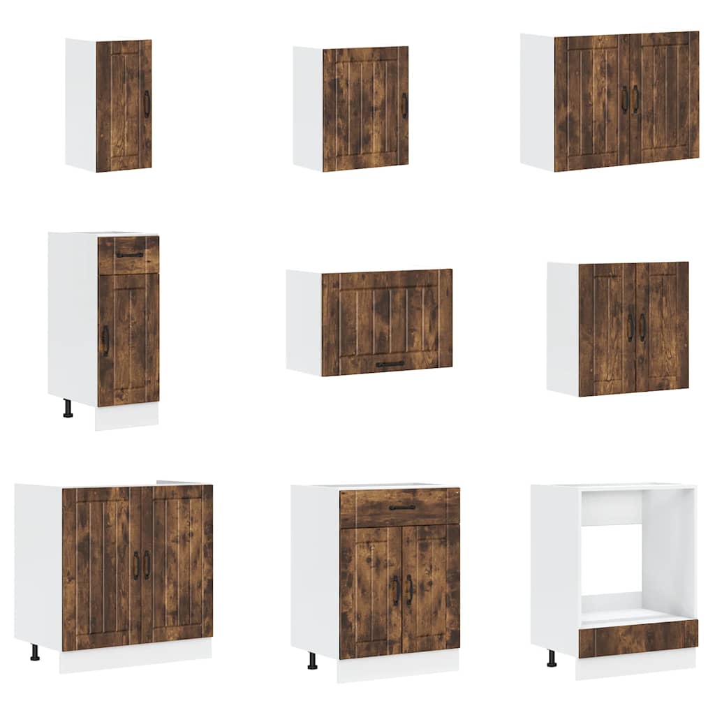 Set Mobili da Cucina 14 pz Lucca Rovere Fumo in Truciolato
