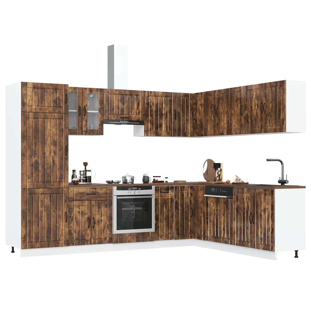 Set Mobili da Cucina 14 pz Lucca Rovere Fumo in Truciolato