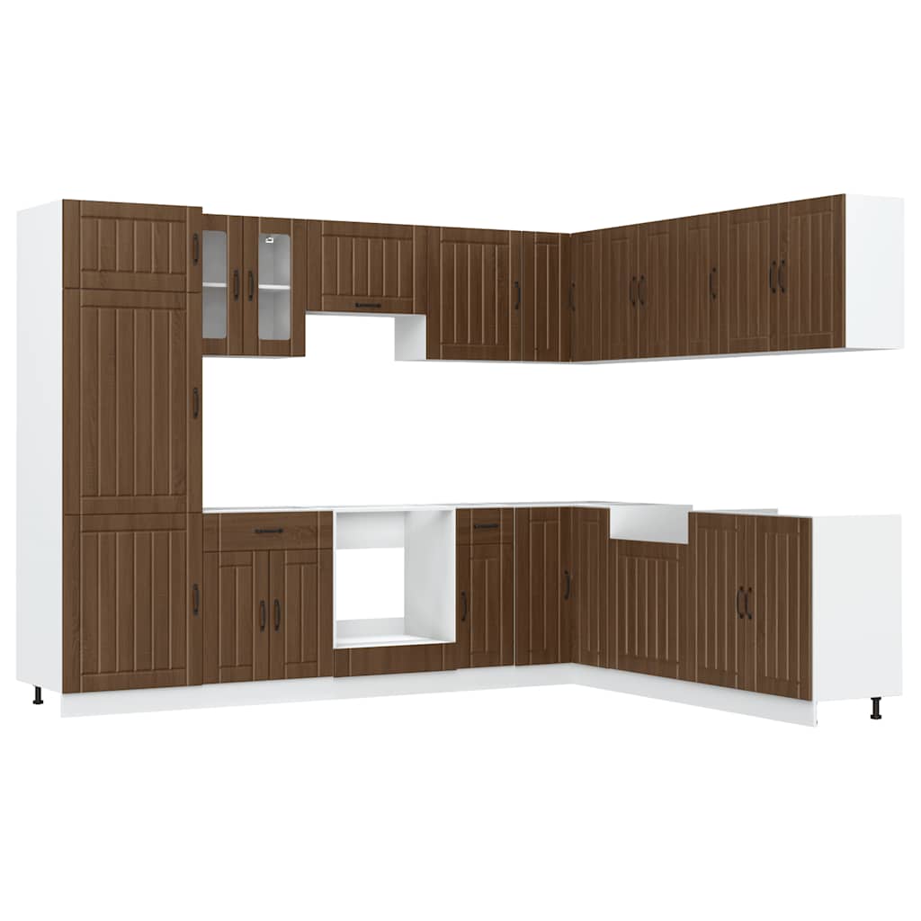 Set Mobili da Cucina 14 pz Lucca Rovere Marrone in Truciolato