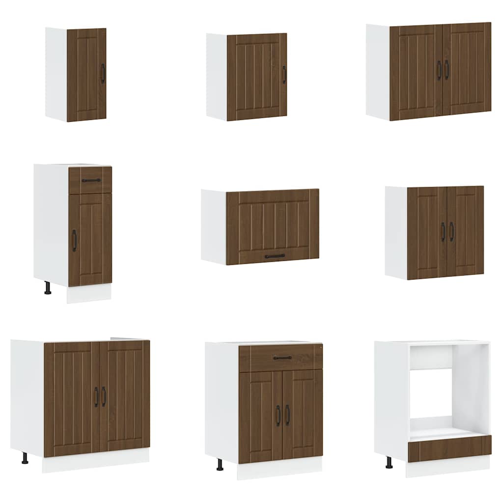 Set Mobili da Cucina 14 pz Lucca Rovere Marrone in Truciolato