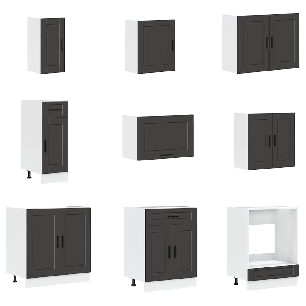 Set Mobili da Cucina 14 pz Porto Neri Legno Multistrato
