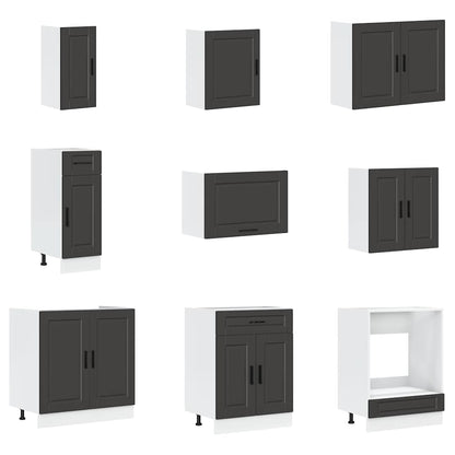 Set Mobili da Cucina 14 pz Porto Neri Legno Multistrato
