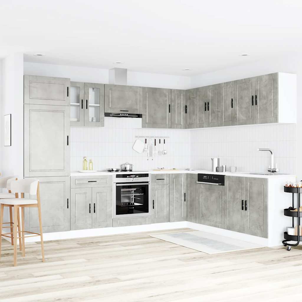 Set Mobili da Cucina 14 pz Porto Grigio Cemento in Truciolato