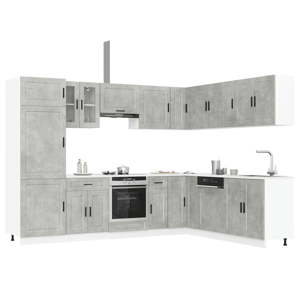 Set Mobili da Cucina 14 pz Porto Grigio Cemento in Truciolato