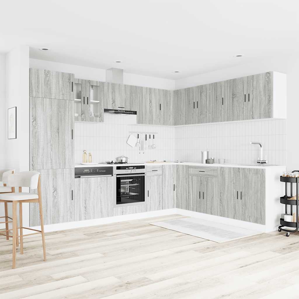 Set Mobili da Cucina 14 pz Porto Grigio Sonoma in Truciolato