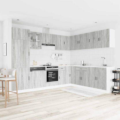 Set Mobili da Cucina 14 pz Porto Grigio Sonoma in Truciolato