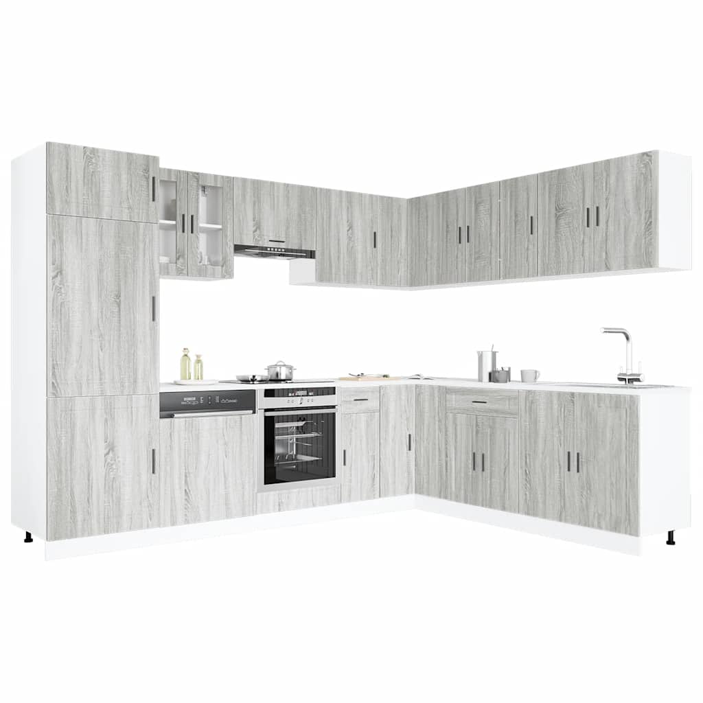 Set Mobili da Cucina 14 pz Porto Grigio Sonoma in Truciolato