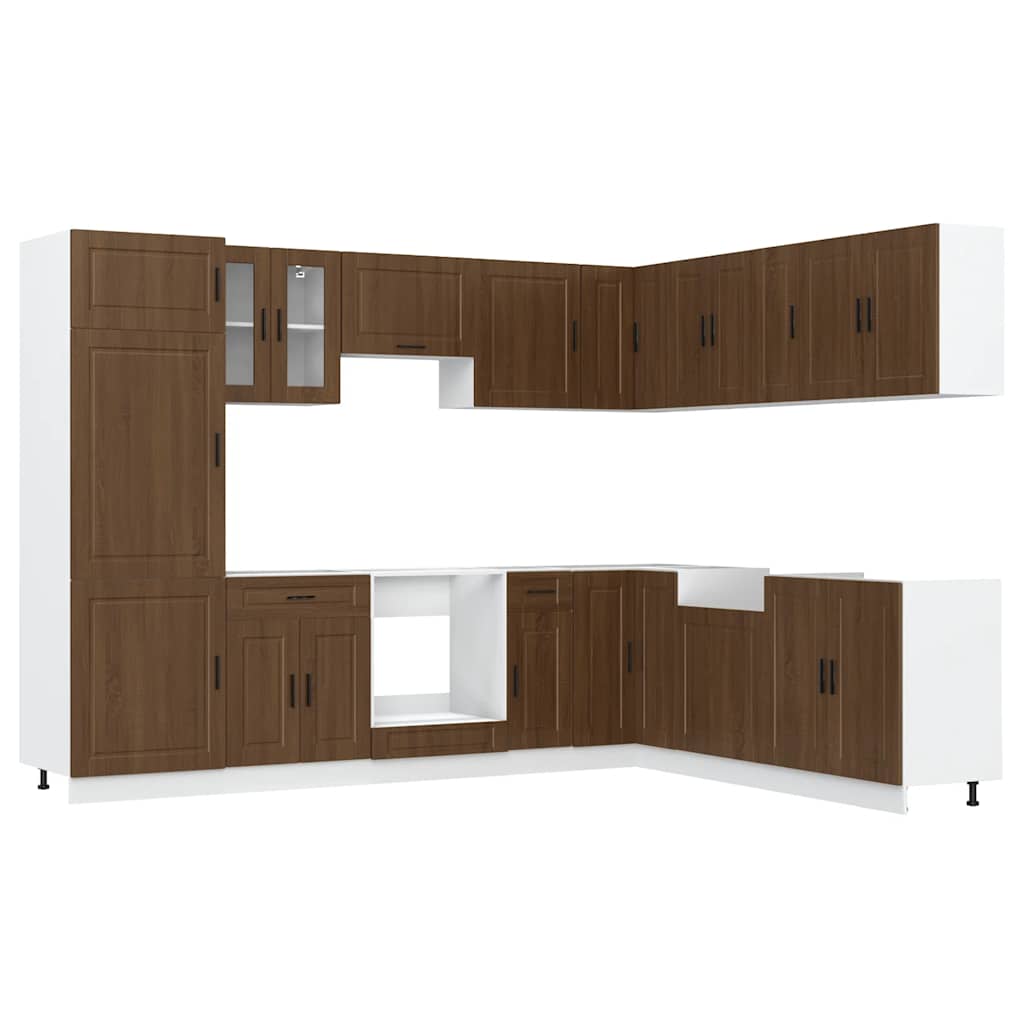 Set Mobili da Cucina 14 pz Porto Rovere Marrone in Truciolato