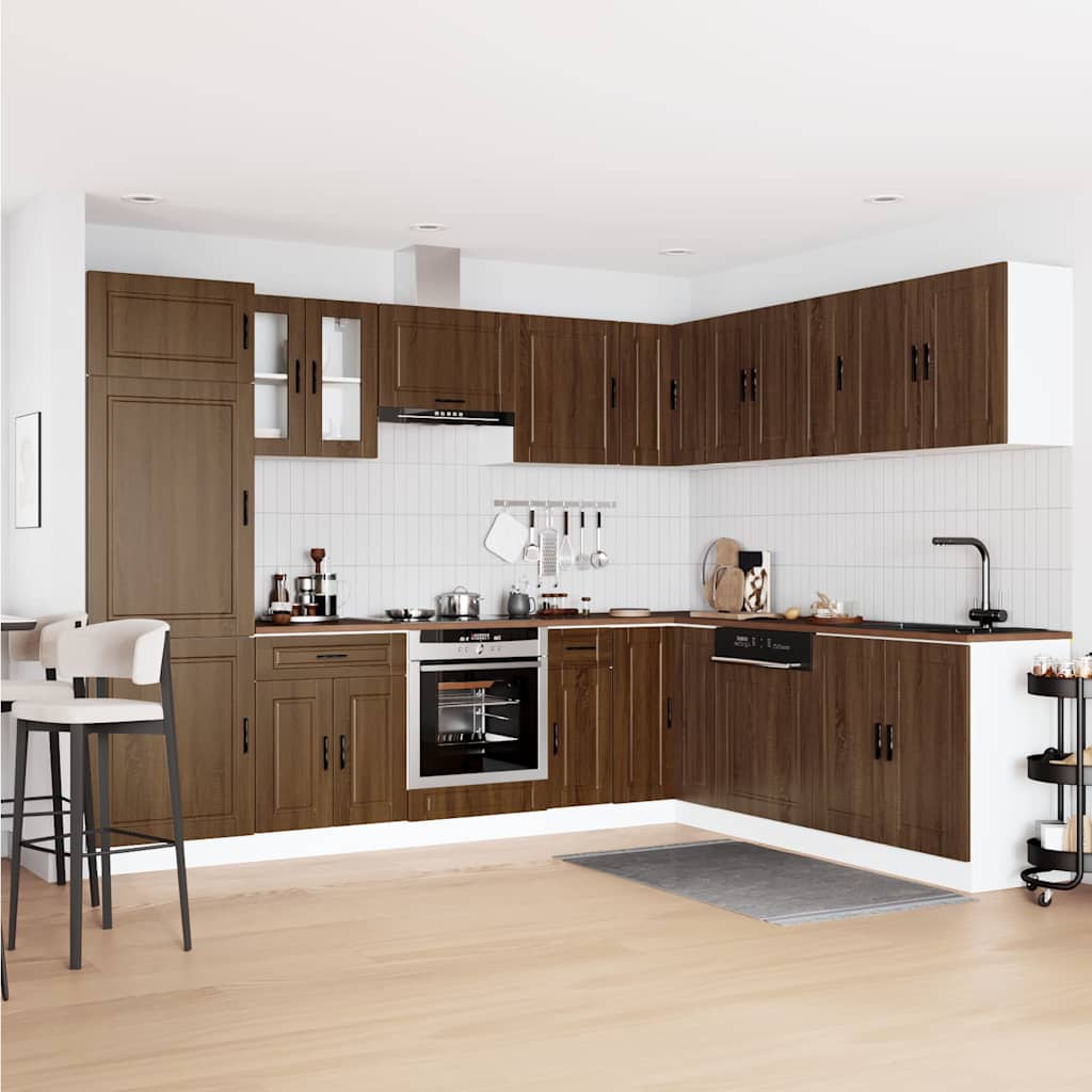 Set Mobili da Cucina 14 pz Porto Rovere Marrone in Truciolato