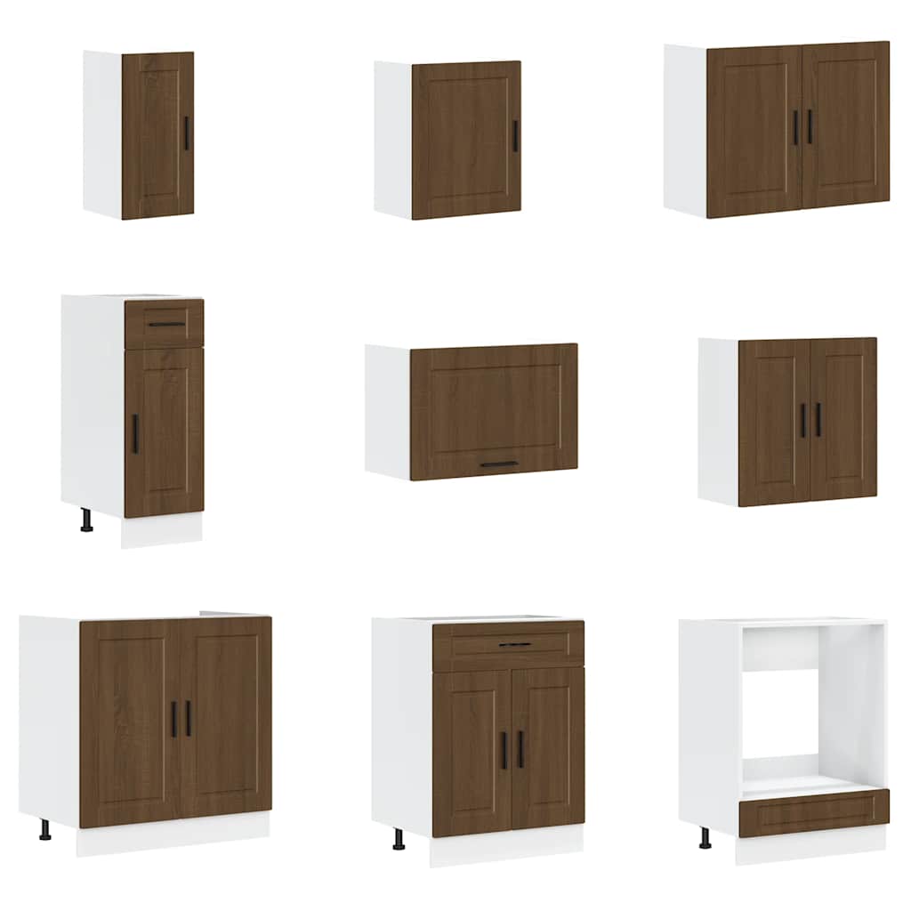 Set Mobili da Cucina 14 pz Porto Rovere Marrone in Truciolato