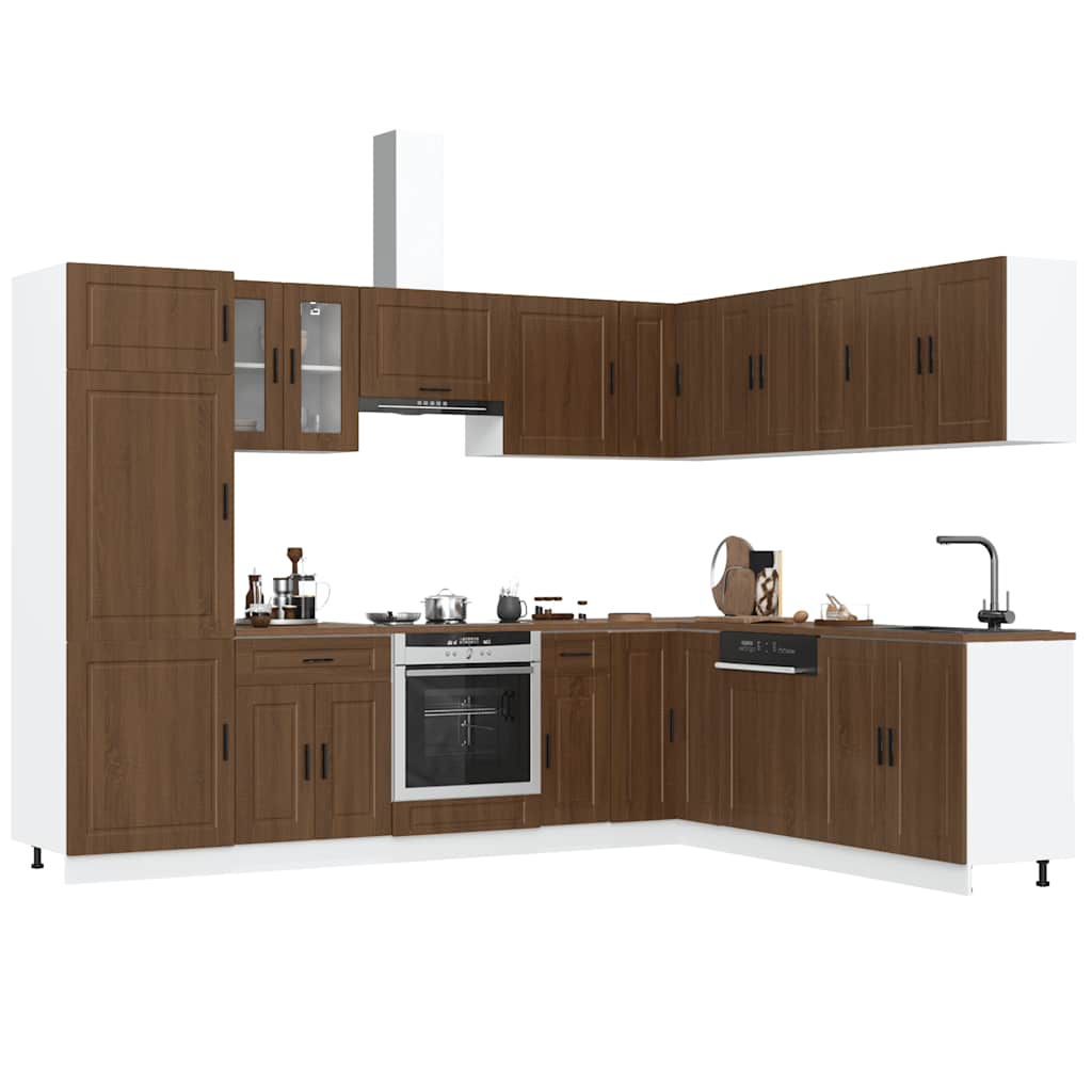 Set Mobili da Cucina 14 pz Porto Rovere Marrone in Truciolato
