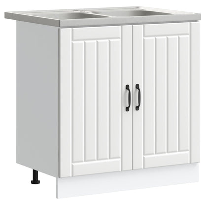 Mobiletto per lavabo Lucca 2 pcs Bianco Legno multistrato