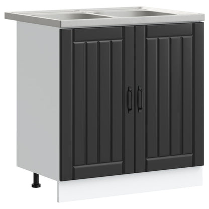 Mobiletto per lavabo Lucca 2 pcs Nero Legno multistrato