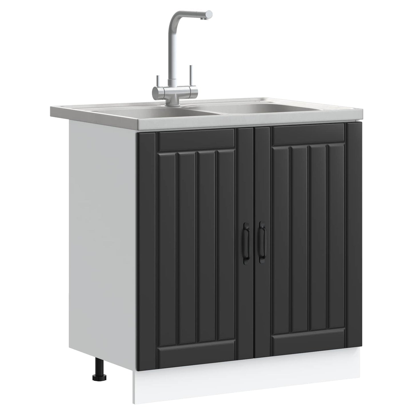 Mobiletto per lavabo Lucca 2 pcs Nero Legno multistrato