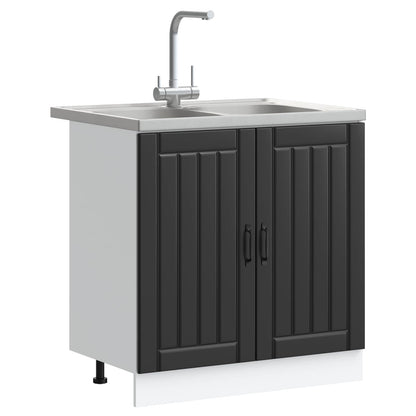 Mobiletto per lavabo Lucca 2 pcs Nero Legno multistrato