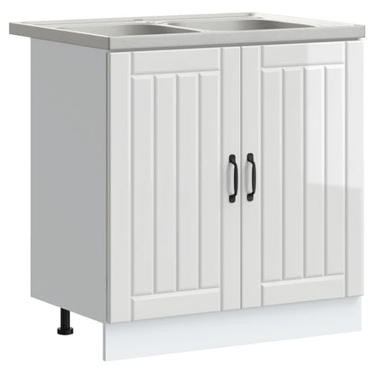 Mobiletto per lavabo con porta Lucca 2 pcs Bianco Lucido