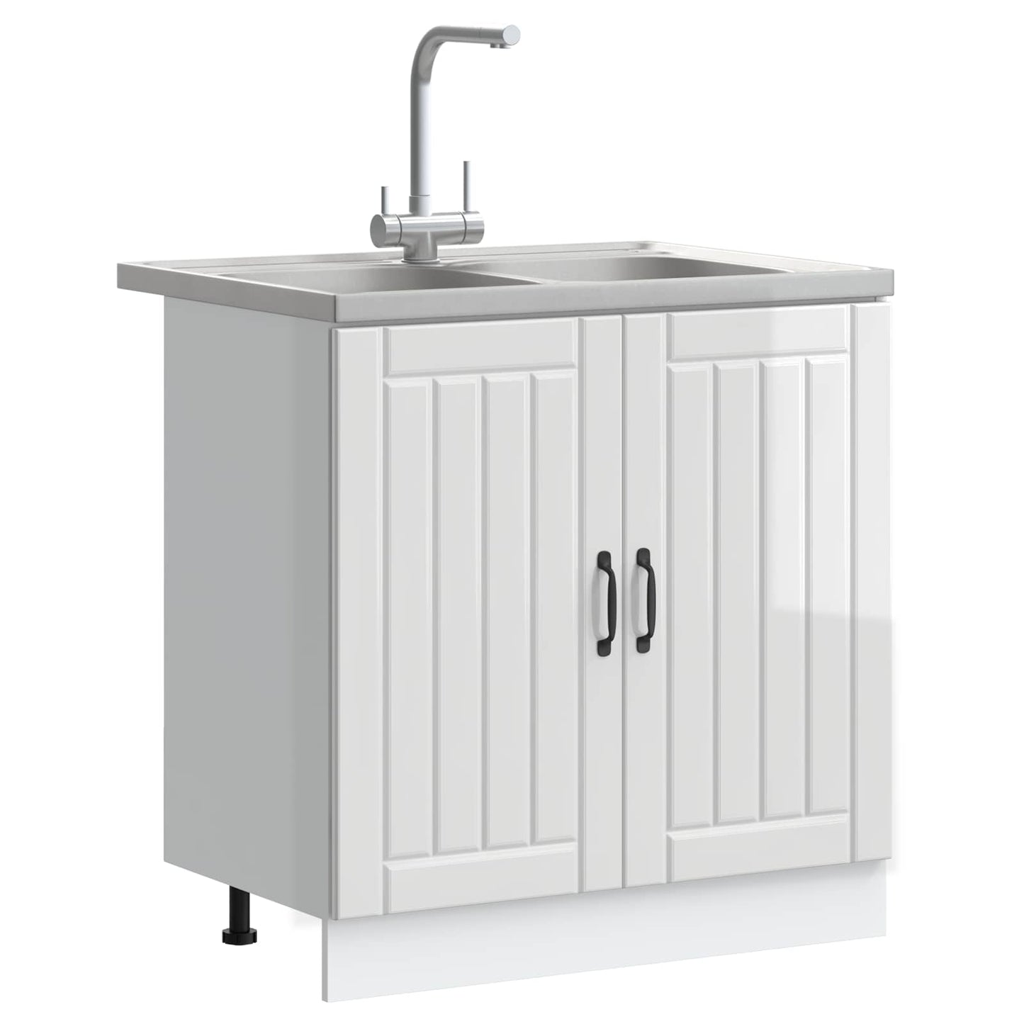 Mobiletto per lavabo con porta Lucca 2 pcs Bianco Lucido