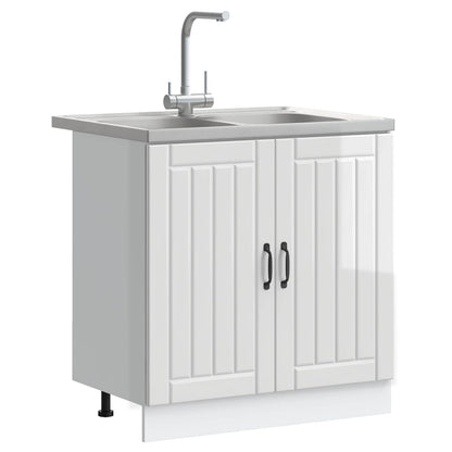 Mobiletto per lavabo con porta Lucca 2 pcs Bianco Lucido