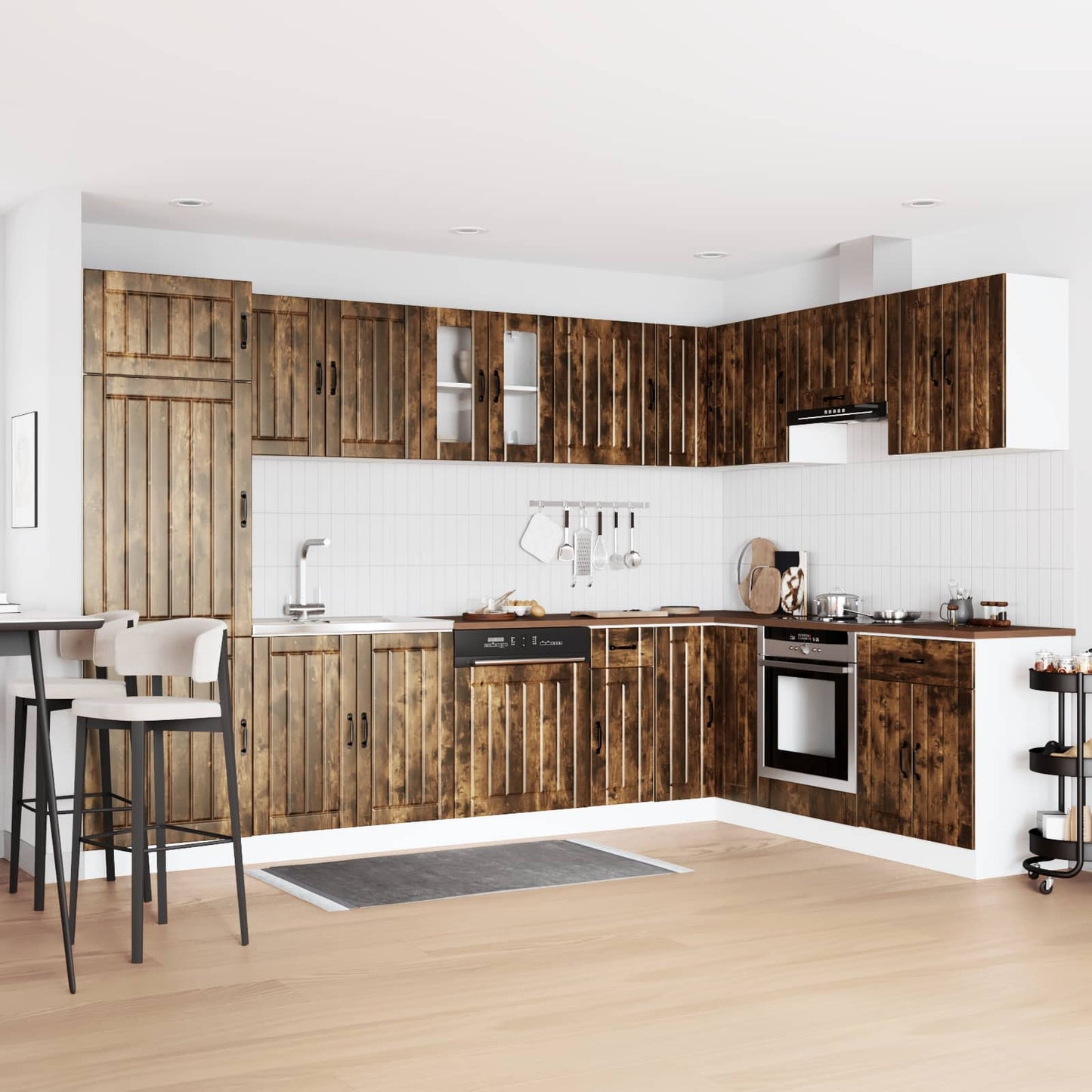 Mobiletto per lavabo Lucca 2 pcs Rovere fumÃƒÂ© Legno multistrato
