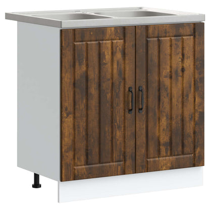 Mobiletto per lavabo Lucca 2 pcs Rovere fumÃƒÂ© Legno multistrato
