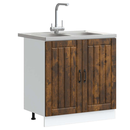 Mobiletto per lavabo Lucca 2 pcs Rovere fumÃƒÂ© Legno multistrato