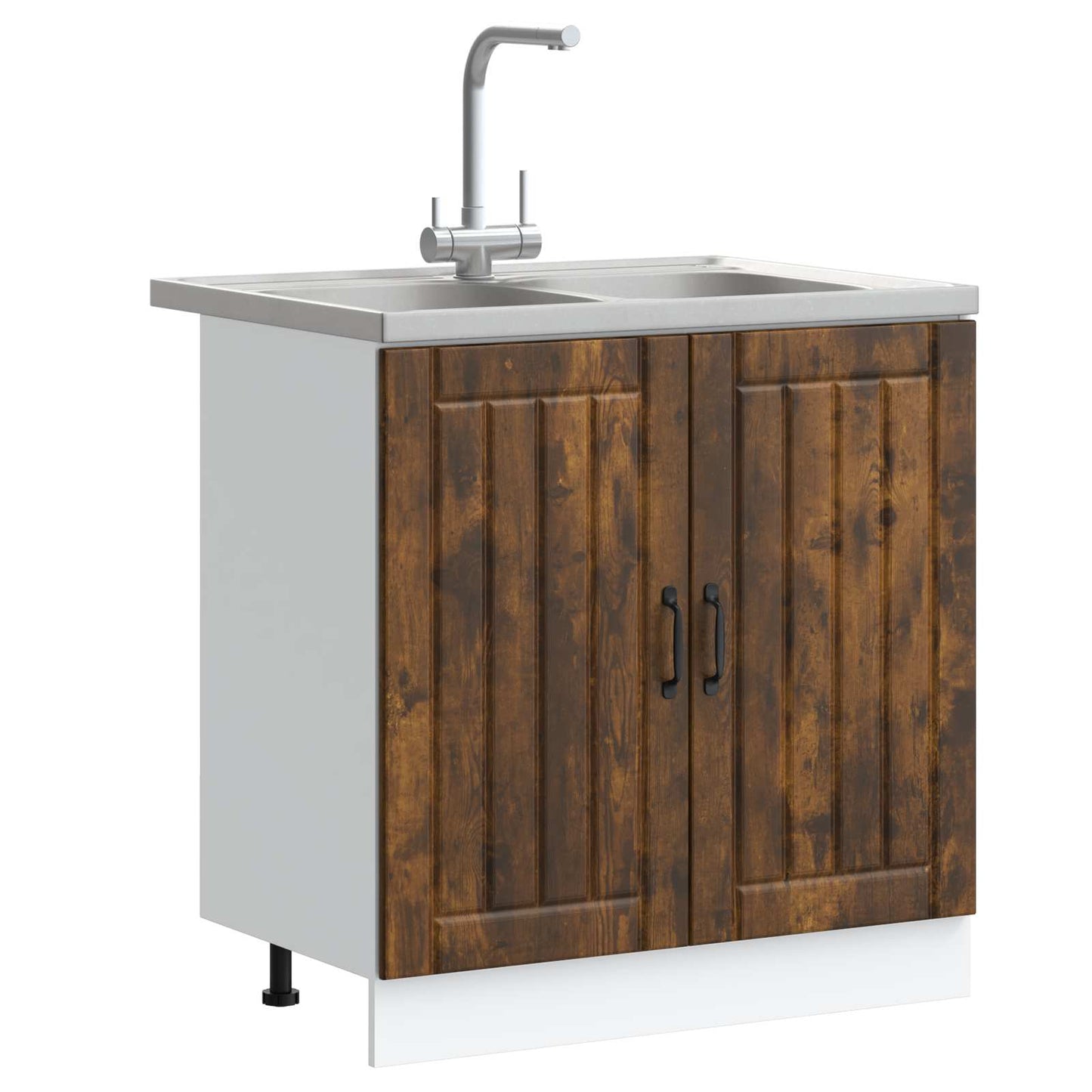 Mobiletto per lavabo Lucca 2 pcs Rovere fumÃƒÂ© Legno multistrato