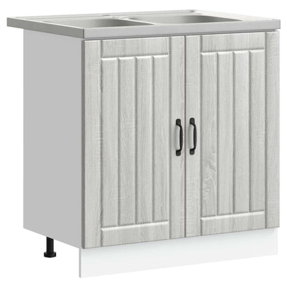Mobiletto per lavabo con porta Lucca 2 pcs Grigio Sonoma