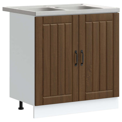 Mobiletto per lavabo con porta Lucca 2 pcs Rovere Marrone