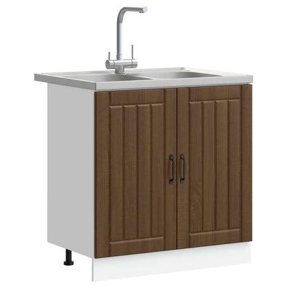 Mobiletto per lavabo con porta Lucca 2 pcs Rovere Marrone
