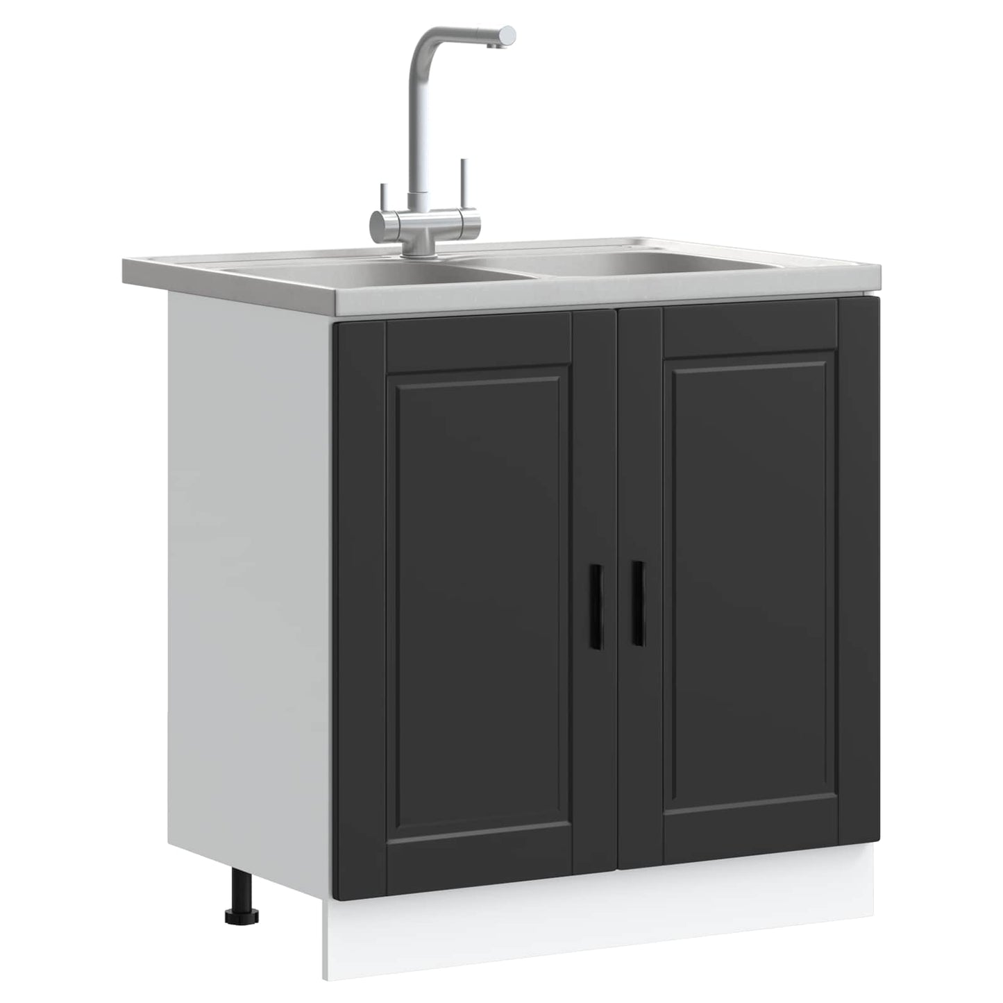Mobiletto per lavabo Porto 2 pcs Nero Legno multistrato