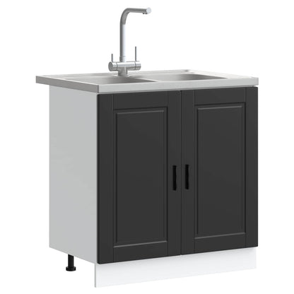 Mobiletto per lavabo Porto 2 pcs Nero Legno multistrato