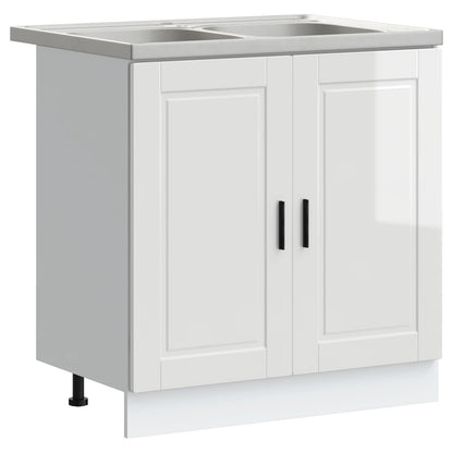 Mobiletto per lavabo Porto 2 pcs Bianco Legno multistrato