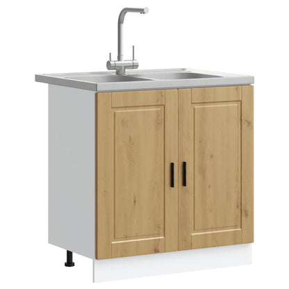 Mobiletto per lavabo Porto 2 pcs Marrone Legno multistrato