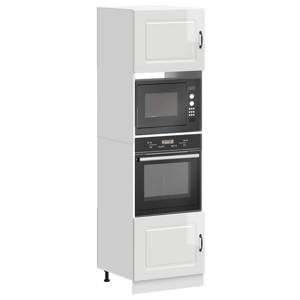 Armadi Forno 2 pz Kalmar Bianchi Lucido in Legno Multistrato