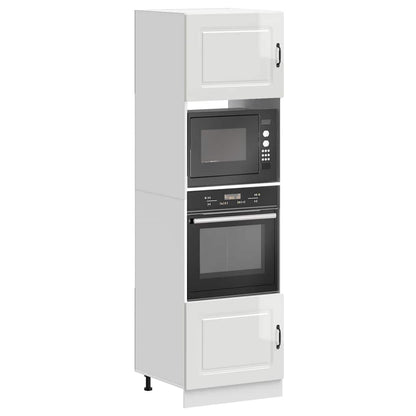 Armadi Forno 2 pz Kalmar Bianchi Lucido in Legno Multistrato