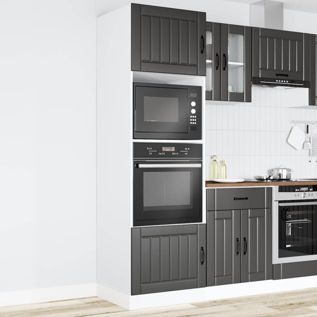 Armadi Forno 2 pz Lucca Neri in Legno Multistrato