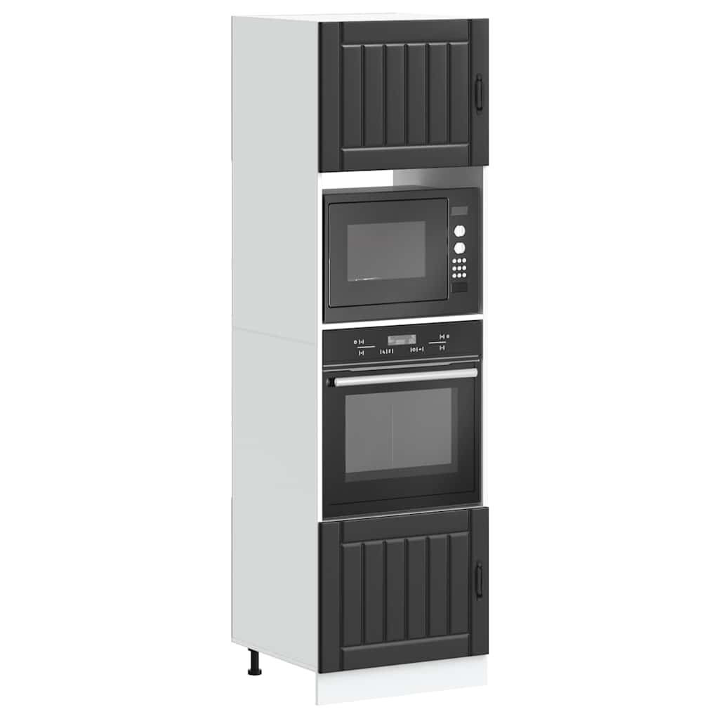 Armadi Forno 2 pz Lucca Neri in Legno Multistrato