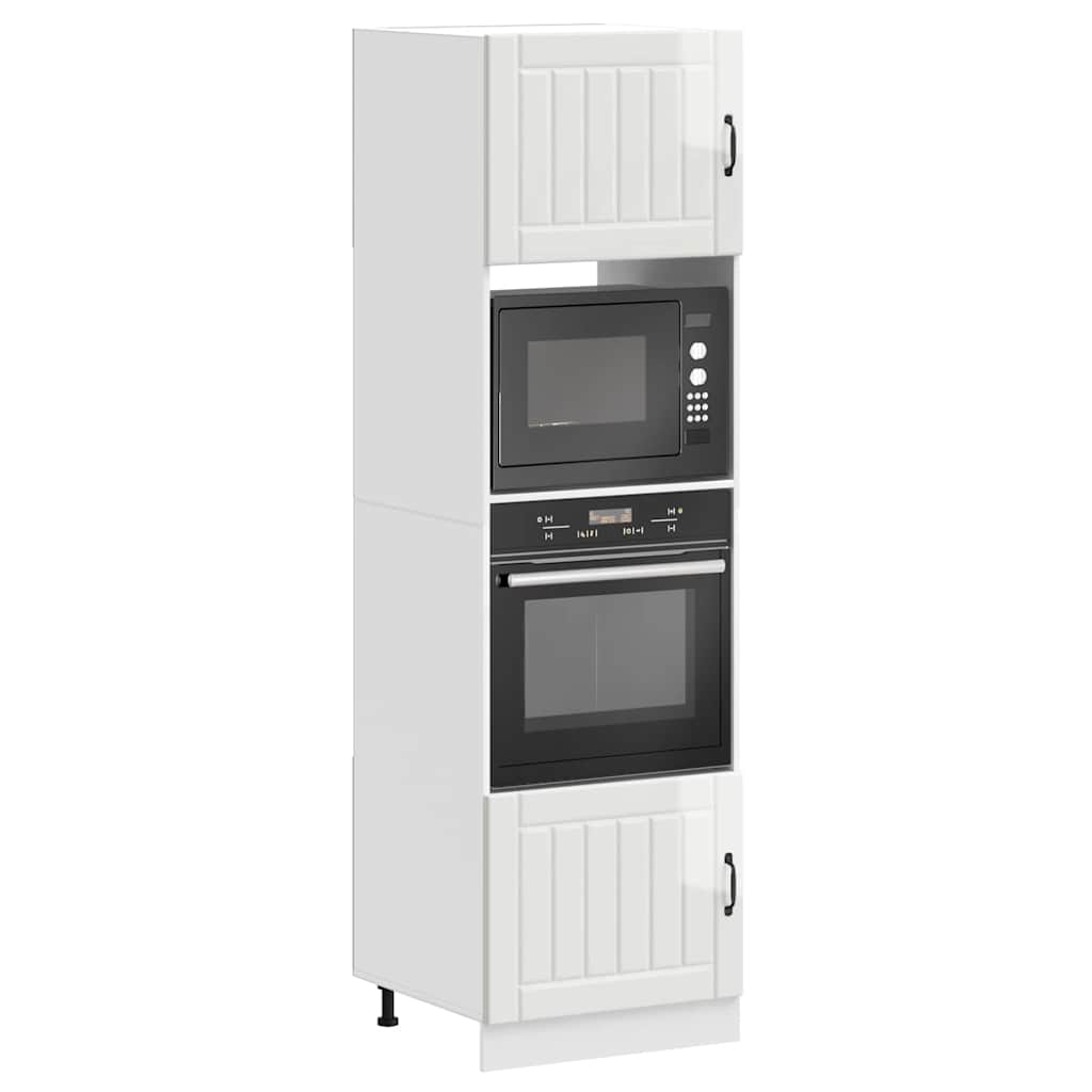 Armadi Forno 2 pz Lucca Bianchi Lucido in Legno Multistrato
